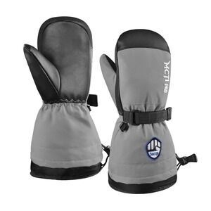 MCTi Kids Waterproof Winter Ski Mittens Sherpa Fleece Lined Grey Black- NWT